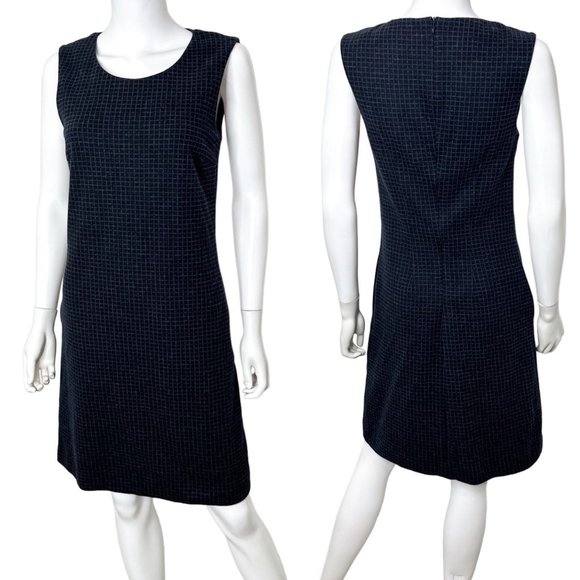 Peserico Sleeveless Plaid Sheath Dress Checkered Print Navy US Women's Size 6 - Picture 1 of 14